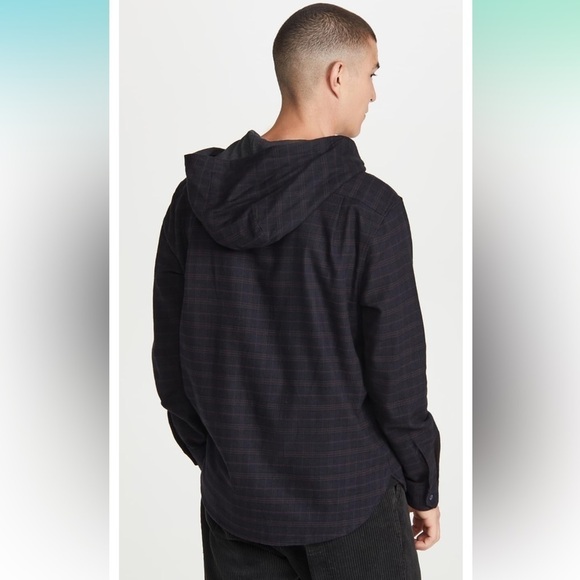 Vince Highway Plaid Hooded Popover Shirt - Size L - Picture 6 of 10